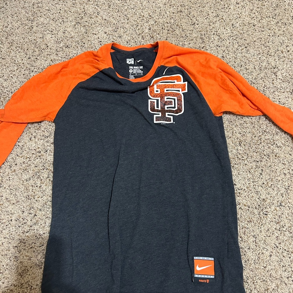 Nike Kids Orange and Black Logo Shirt